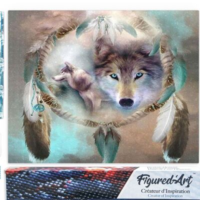 5D Diamond Embroidery Kit - DIY Diamond Painting Wolves and Feathers
