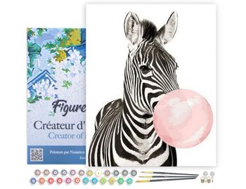 Peinture par Numéro Kit DIY - Zèbre et Chewing gum - toile tendue sur châssis en bois 1