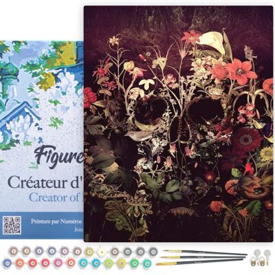 Peinture par Numéro Kit DIY - Crâne stylisé - toile tendue sur châssis en bois