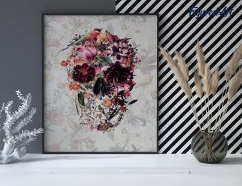 Peinture par Numéro Kit DIY - Crâne fleuri - toile tendue sur châssis en bois 4