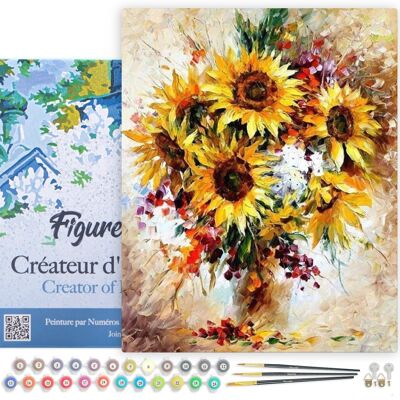 Paint by Number DIY Kit - Pretty Sunflowers - stretched canvas on wooden frame