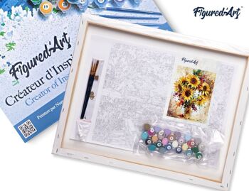 Peinture par Numéro Kit DIY - Jolis Tournesols - toile tendue sur châssis en bois 5