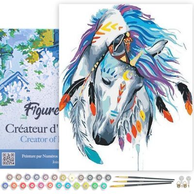 Paint by Number DIY Kit - Party Horse - stretched canvas on wooden frame