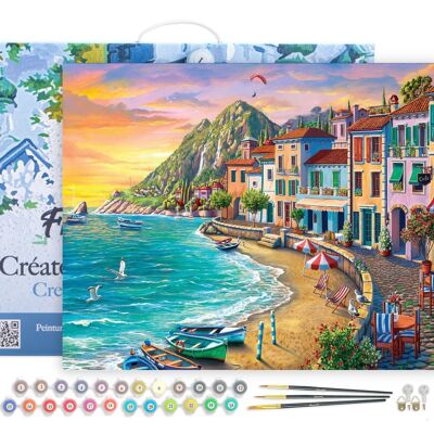 Kit de bricolaje Paint by Number - Vacaciones en la playa - lienzo tensado sobre marco de madera