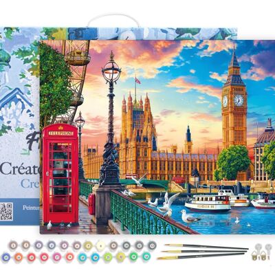 Paint by Number DIY Kit - London in Spring - canvas stretched on wooden frame