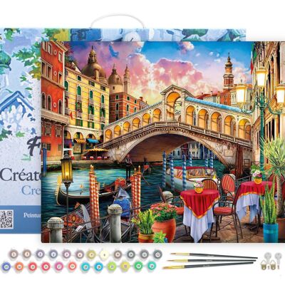 Paint by Number DIY Kit - Rialto Bridge - canvas stretched on wooden frame