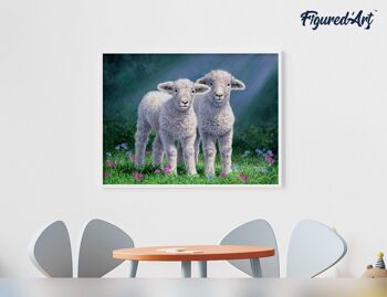 Peinture par Numéro Kit DIY - Couple de moutons - toile tendue sur châssis en bois 4