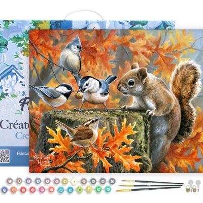 Paint by Number DIY Kit - Mischievous Squirrel - canvas stretched on wooden frame