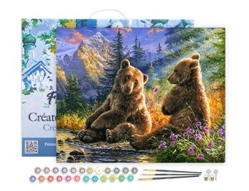 Peinture par Numéro Kit DIY - Couple d'ours - toile tendue sur châssis en bois 1