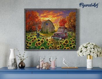 Peinture par Numéro Kit DIY - Tournesols devant la grange - Toile roulée 4
