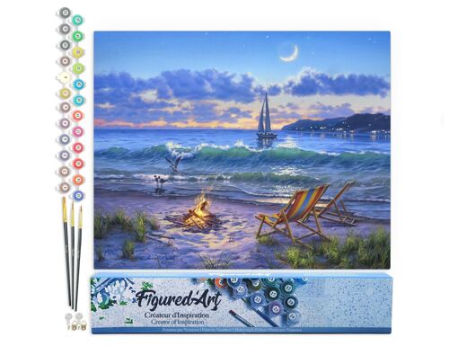 Peinture par Numéro Kit DIY - Vue sur la Plage - Toile roulée