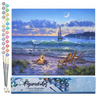 Kit de bricolaje de pintura por número - Vista a la playa - Lienzo enrollado