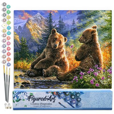 Peinture par Numéro Kit DIY - Couple d'ours - Toile roulée