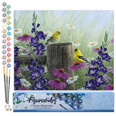 Paint by Number DIY Kit - Goldfinch Couple - Rolled Canvas