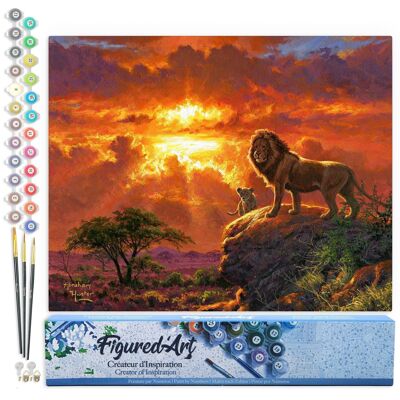 Kit de bricolaje para pintar por números - León al atardecer - Lienzo enrollado