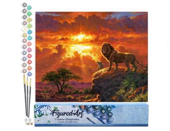 Peinture par Numéro Kit DIY - Lion au coucher de soleil - Toile roulée 1