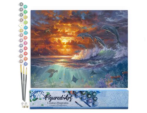 Peinture par Numéro Kit DIY - Océan et coucher de soleil - Toile roulée