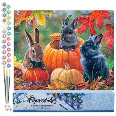 Paint by Number DIY Kit - Trio of Rabbits - Rolled Canvas