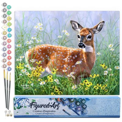 Peinture par Numéro Kit DIY - Biche dans la Prairie - Toile roulée