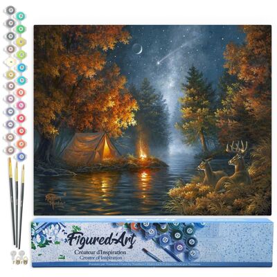 Paint by Number DIY Kit - Camping under a Starry Night - Rolled Canvas