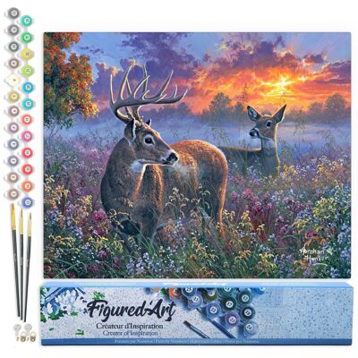 Paint by Number DIY Kit - Deer Couple - Rolled Canvas