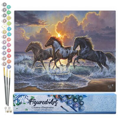 Paint by Number DIY Kit - Trio of Horses - Rolled Canvas