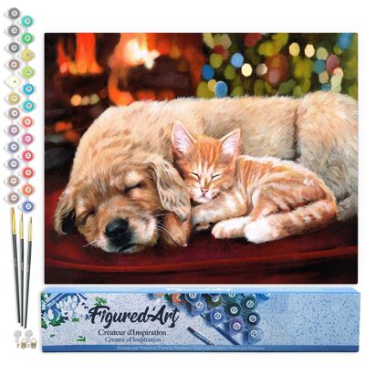 Peinture par Numéro Kit DIY - Sieste entre amis - Toile roulée