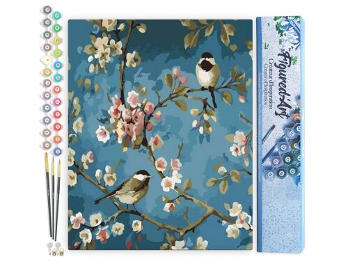 Peinture par Numéro Kit DIY - Fleurs et Oiseaux - Toile roulée