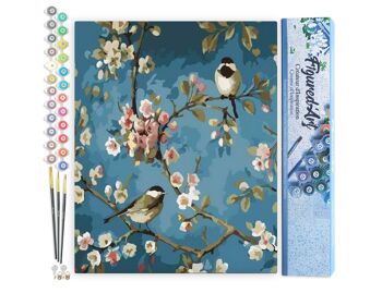 Peinture par Numéro Kit DIY - Fleurs et Oiseaux - Toile roulée 1