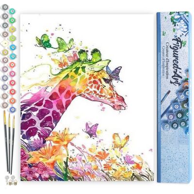 Paint by Number DIY Kit - Modern Colorful Giraffe - Rolled Canvas