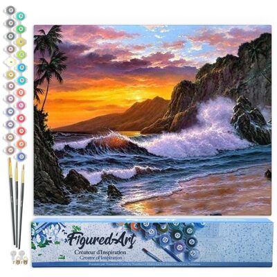 Paint by Number DIY Kit - Cliff and Waves - Rolled Canvas