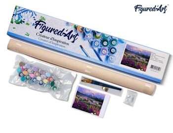 Peinture par Numéro Kit DIY - Fleurs et Lac au pied de la Montagne - Toile roulée 5