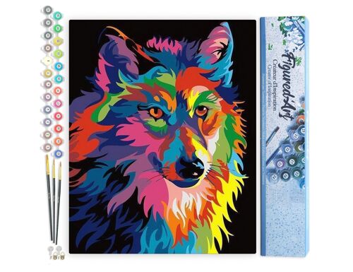 Peinture par Numéro Kit DIY - Loup Pop Art - Toile roulée