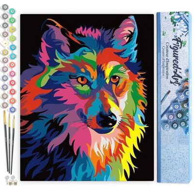 Malen-nach-Zahlen-DIY-Set – Pop-Art-Wolf – gerollte Leinwand