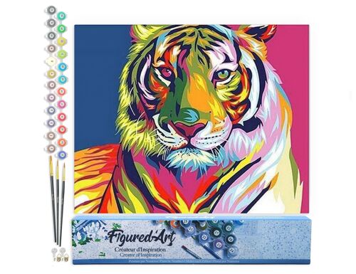 Peinture par Numéro Kit DIY - Tigre Pop Art 2 - Toile roulée