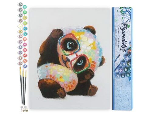 Peinture par Numéro Kit DIY - Panda et Lunettes - Toile roulée