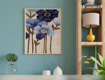 Peinture par Numéro Kit DIY - Fleurs bleues - Toile roulée 4