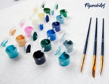 Peinture par Numéro Kit DIY - Fleurs bleues - Toile roulée 6