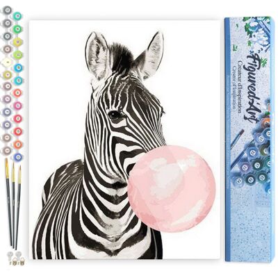 Paint by Number DIY Kit - Zebra and Chewing Gum - Rolled Canvas