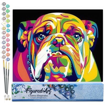 Peinture par Numéro Kit DIY - Bulldog Pop Art - Toile roulée