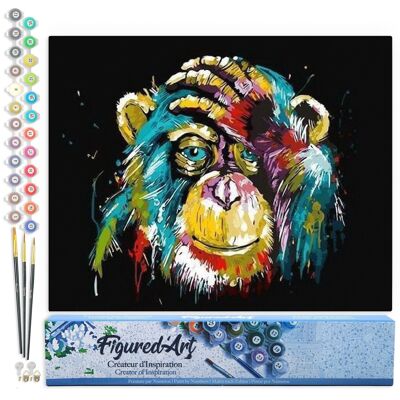 Kit de bricolaje para pintar por números - Pop Art Baboon - Lienzo enrollado