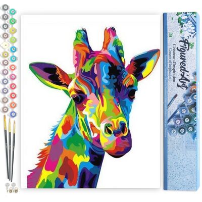 Kit fai da te da dipingere con i numeri - Giraffa Pop Art - Tela arrotolata