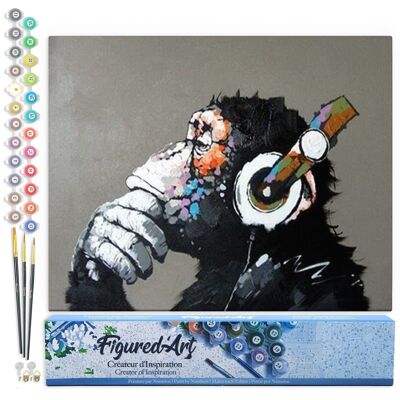 Paint by Number DIY Kit - Headphones Monkey - Rolled Canvas