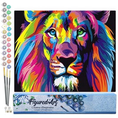 Malen-nach-Zahlen-DIY-Set – Löwe Pop Art – gerollte Leinwand