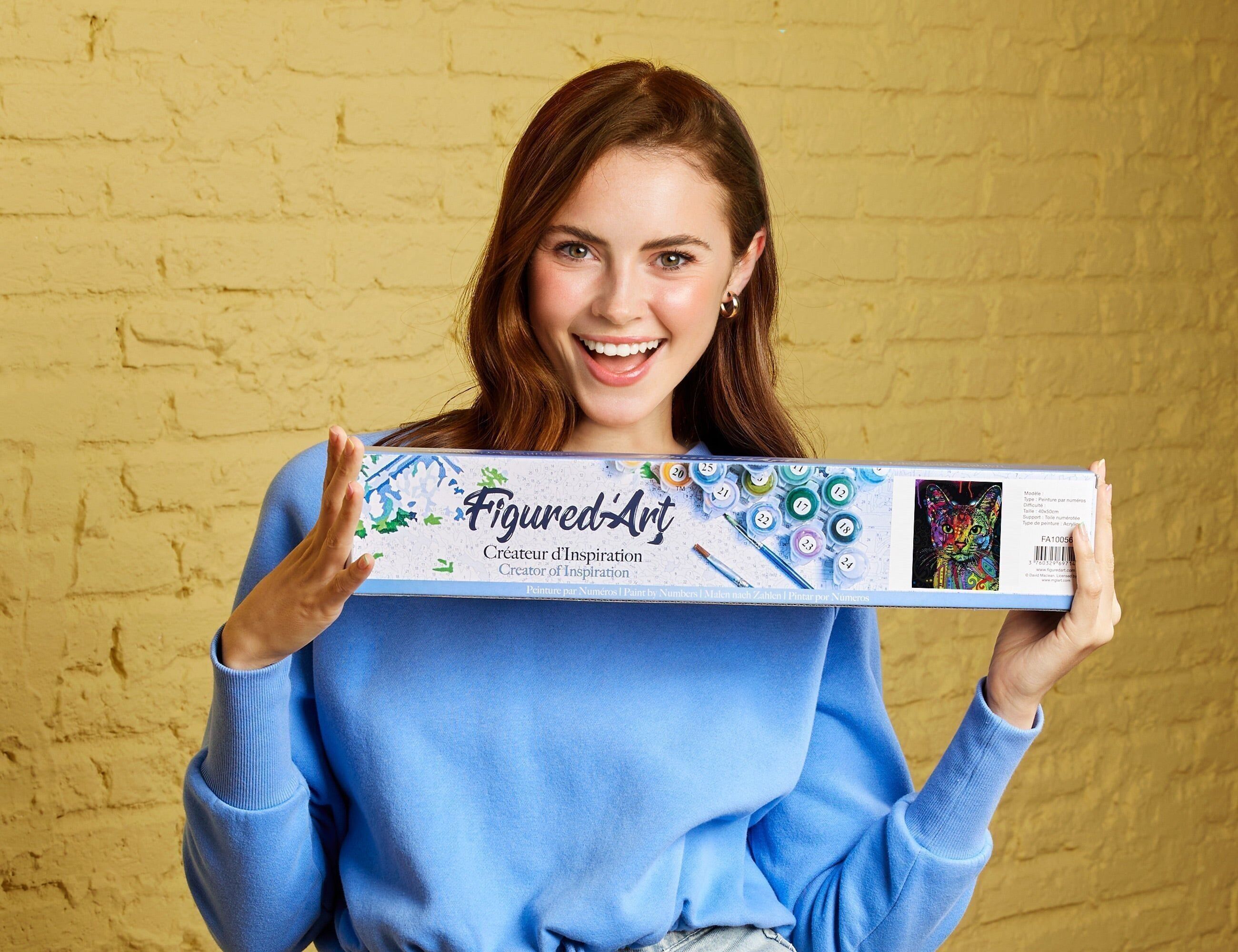 Kit fai da te da dipingere con i numeri - Gatto frattale moderno - Tela arrotolata