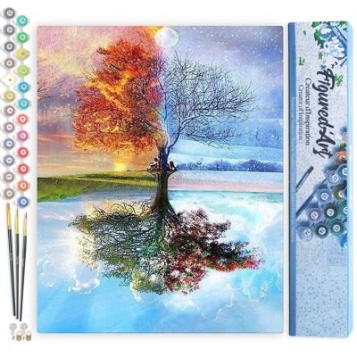 Paint by Number DIY Kit - 4 Seasons Tree - Rolled Canvas