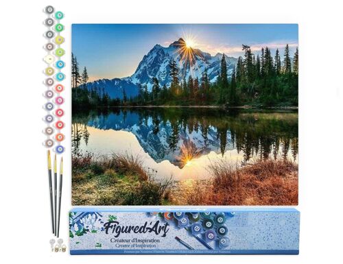 Peinture par Numéro Kit DIY - Lac et Reflet de Montagne - Toile roulée