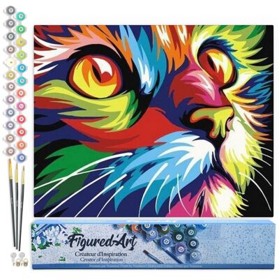 Kit de bricolaje para pintar por números - Arte pop felino - Lienzo enrollado