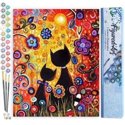 Paint by Number DIY Kit - Cartoon Cats - Rolled Canvas