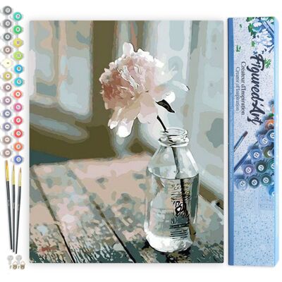 Paint by Number DIY Kit - White Flower - Rolled Canvas